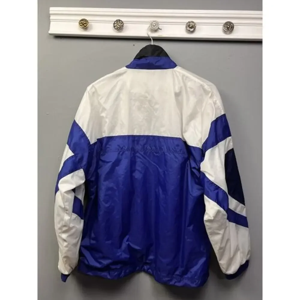 Vintage J.G. Hook Windbreaker Mens Medium Blue Black White Nylon Zip‎ 90's